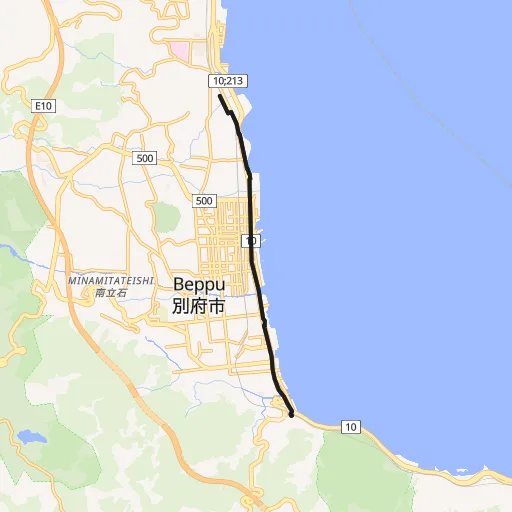 別府湾岸・亀川〜東別府のコース地図