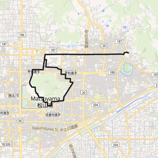 道後温泉・城山公園のコース地図