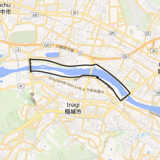 府中多摩川かぜのみちのコース地図