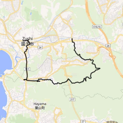 二子山・森戸川林道のコース地図