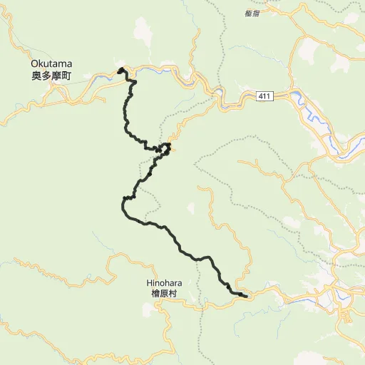 大岳山縦走(鳩ノ巣〜瀬音の湯)のコース地図