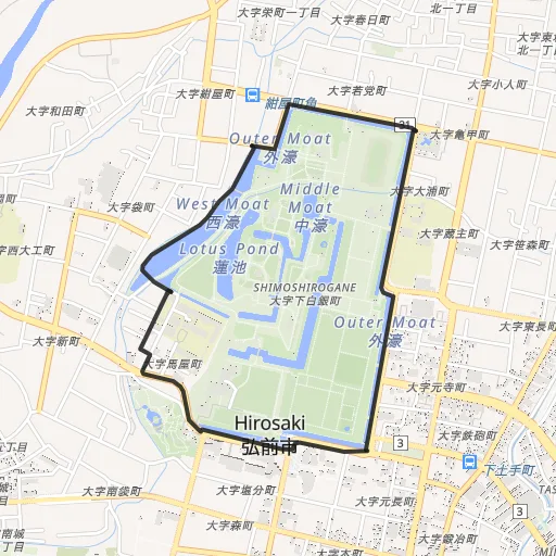 弘前公園(弘前城)のコース地図