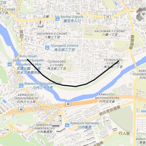 広瀬川河川敷(澱橋〜牛越橋)のコース地図
