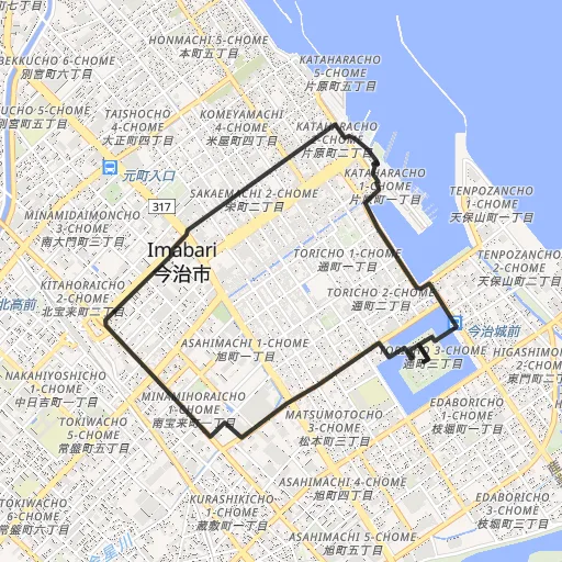 今治城・今治港のコース地図