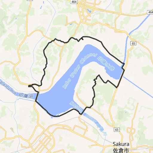 印旛沼ぐるりコースのコース地図