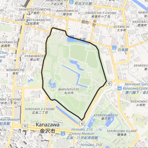 金沢城公園外周のコース地図