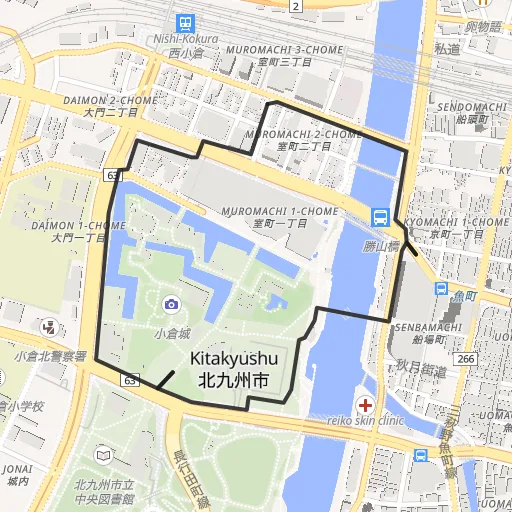 勝山公園・紫川河畔のコース地図