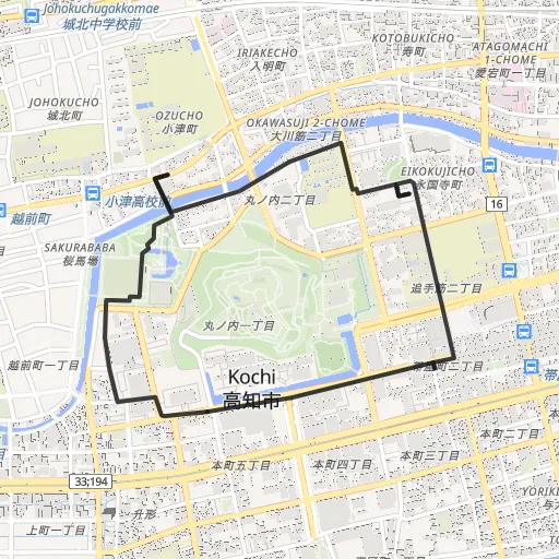 高知城外周のコース地図