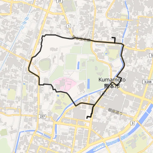 熊本城外周のコース地図