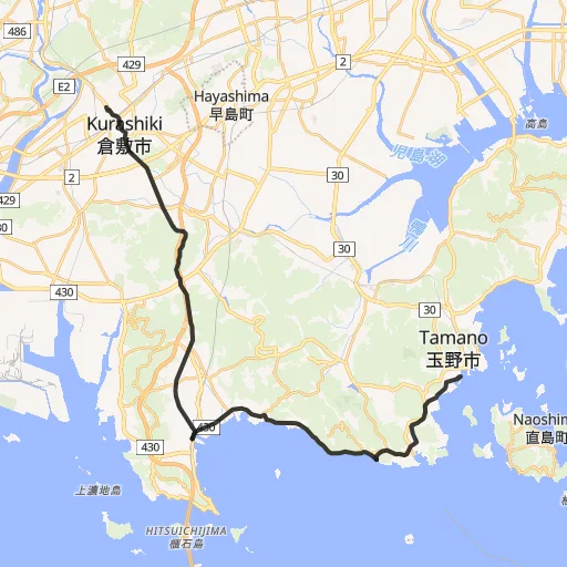 倉敷〜宇野港のコース地図