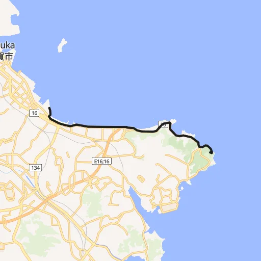 馬堀海岸・うみかぜの路のコース地図
