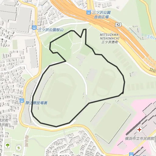 三ツ沢公園のコース地図