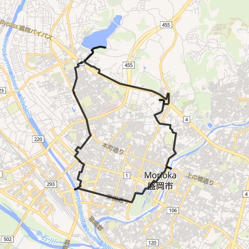 盛岡市街名所めぐりのコース地図
