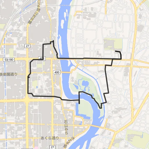 岡山城・後楽園周回のコース地図