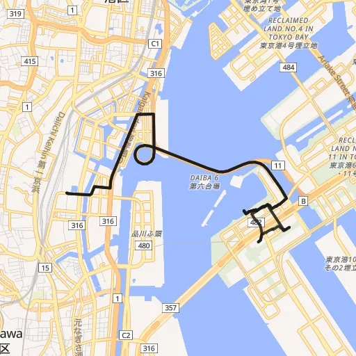 レインボーブリッジ・お台場のコース地図