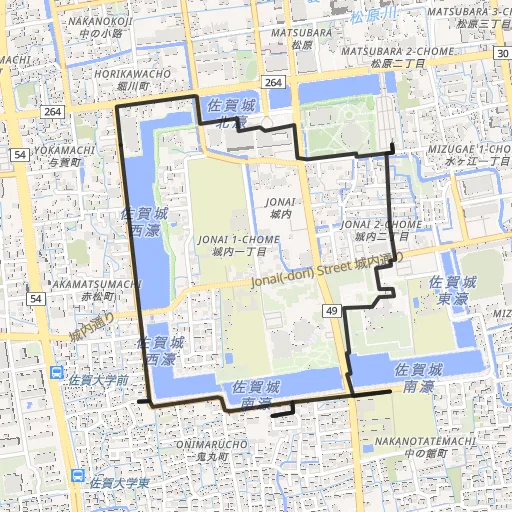佐賀城公園(お堀周回)のコース地図
