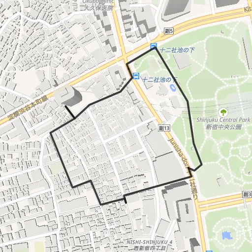 新宿中央公園のコース地図