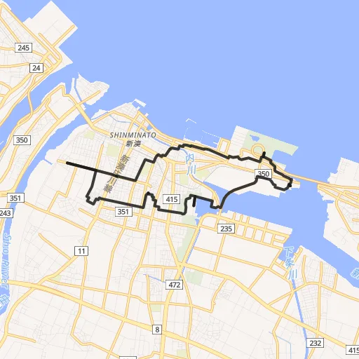 海王丸パーク・内川周回のコース地図