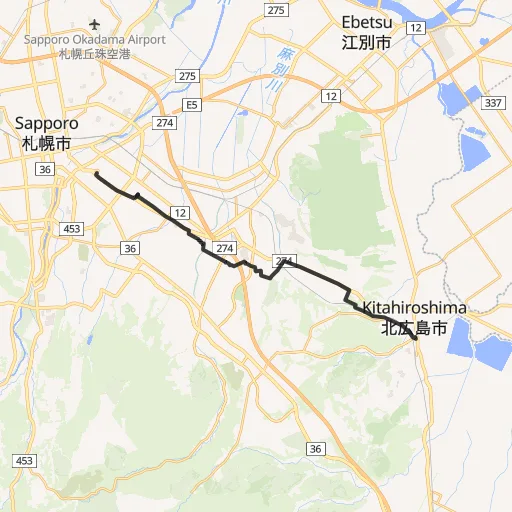 白石こころーど(札幌恵庭自転車道路)のコース地図