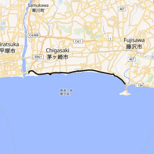 湘南海岸サイクリングロードのコース地図