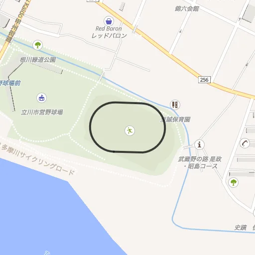 立川公園陸上競技場のコース地図
