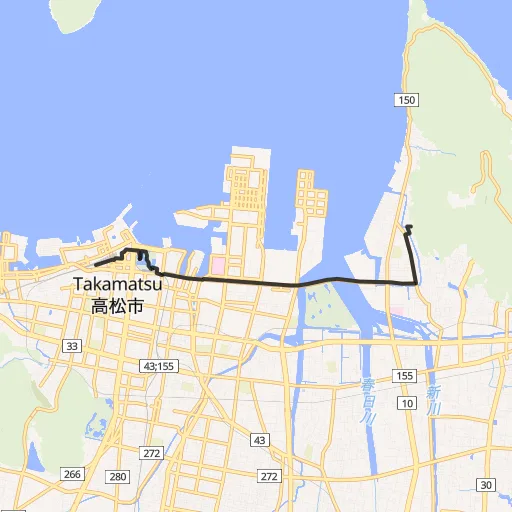 高松港・屋島海岸線のコース地図