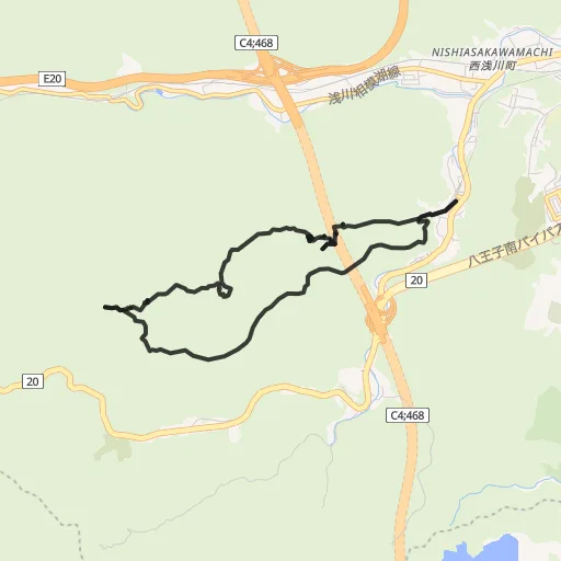 高尾山稲荷山コース周回のコース地図