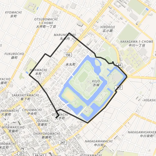 高岡古城公園周回のコース地図
