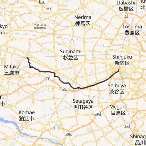 玉川上水緑道コースのコース地図