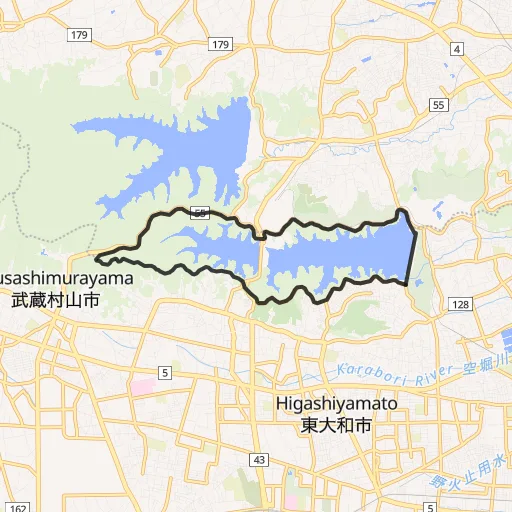 多摩湖サイクリングロード一周コースのコース地図