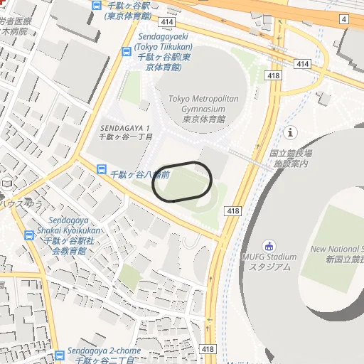 東京体育館 陸上競技場のコース地図