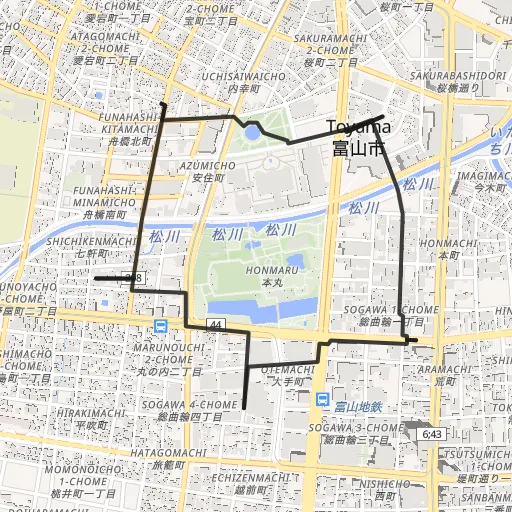 富山城址公園周回のコース地図
