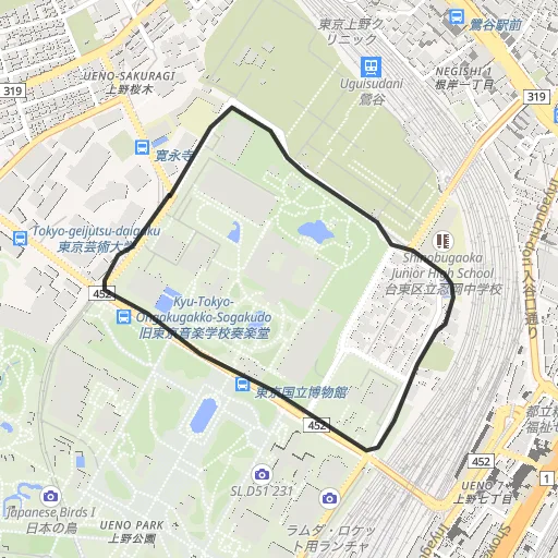 上野恩賜公園のコース地図