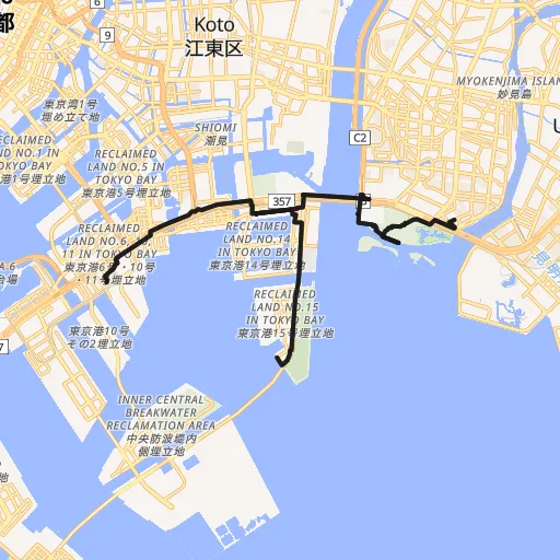 湾岸ロング(有明〜若洲〜葛西)のコース地図