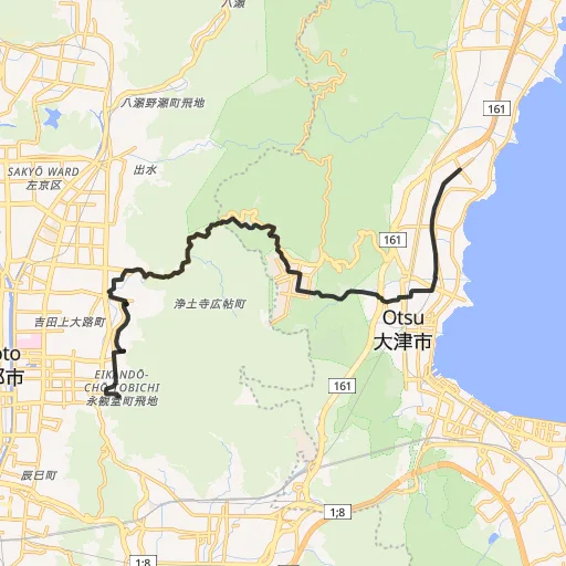 山中越・哲学の道のコース地図