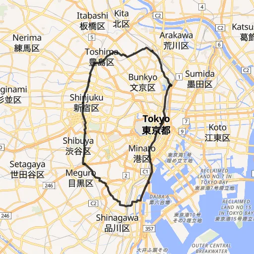 山手線一周コースのコース地図