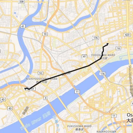 淀川河川公園西中島地区(下流5km折返し)のコース地図
