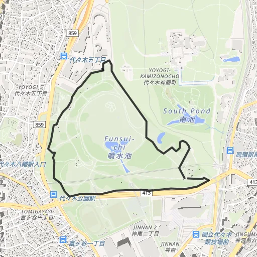 代々木公園トレランコースのコース地図