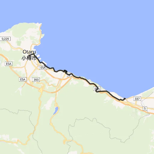 銭函〜小樽観光ランコースのコース地図