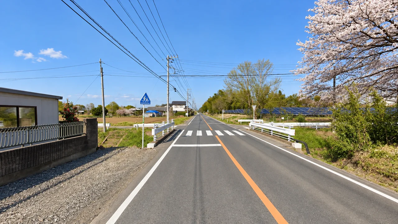 田園地帯は、曲がり角でリズムを保つ・深谷の田園地帯の交差点（AI生成の参考イメージ）