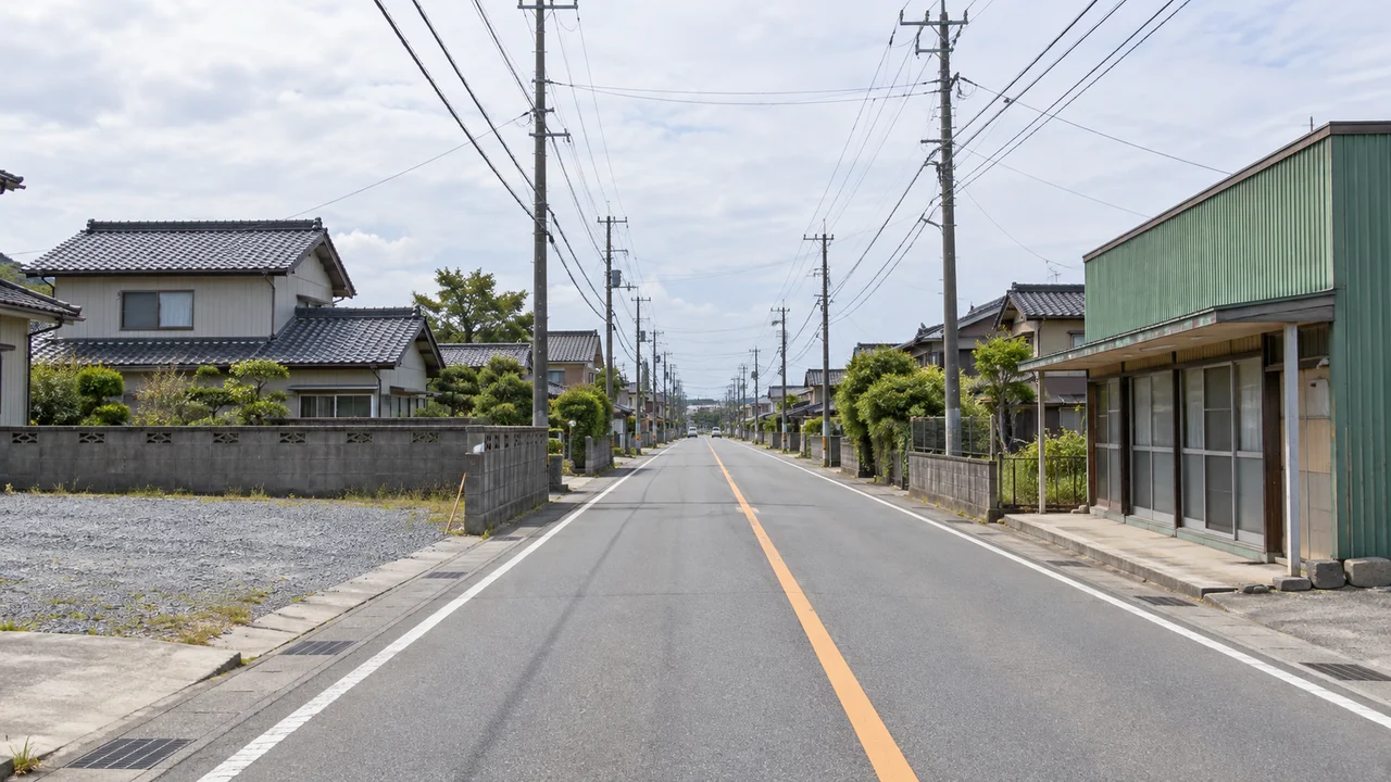 最後の折り返しから、約5km・後半の折り返しから戻る県道（AI生成の参考イメージ）