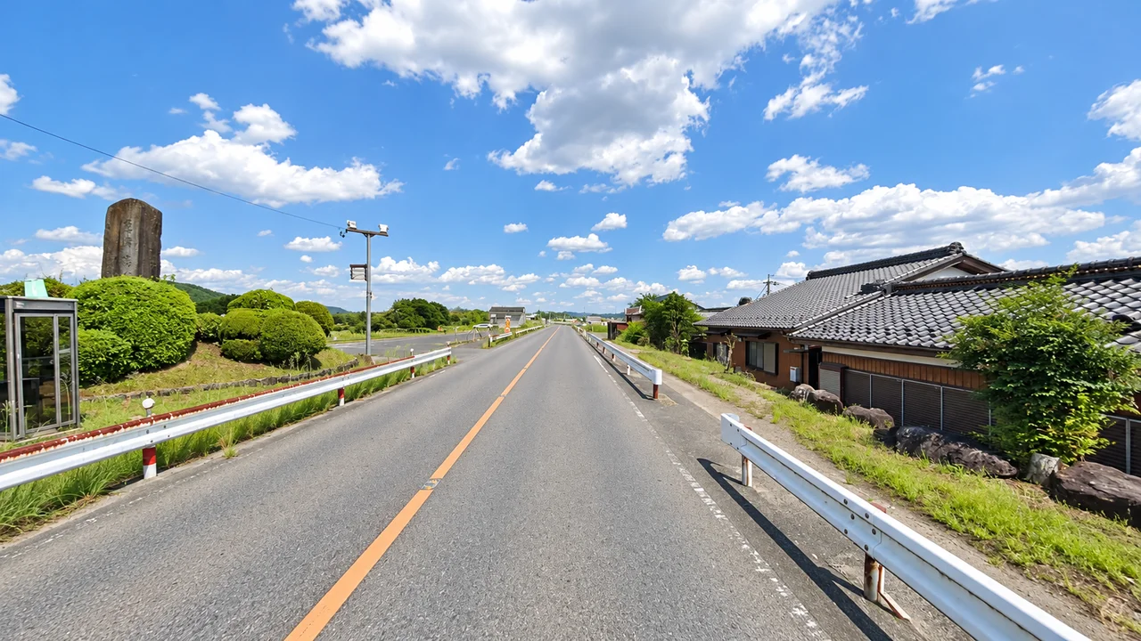 小渕で折り返し、残り約5km・小渕付近から犬山側へ戻る道(AI生成の参考イメージ)