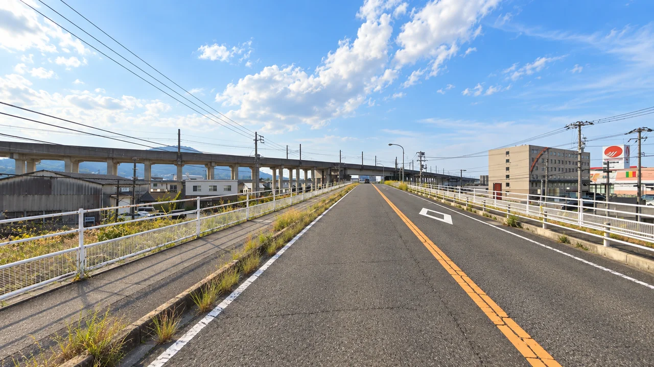 復路に二つのアンダーパス・復路の線路下へ向かう本線(AI生成の参考イメージ)