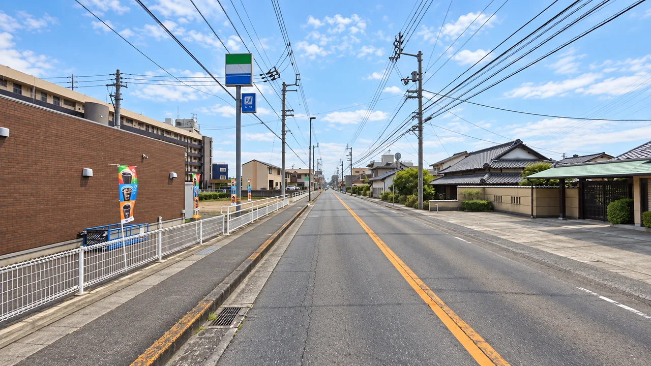 景色の変わりにくい直線が続く・丸亀へ戻る長い直線(AI生成の参考イメージ)