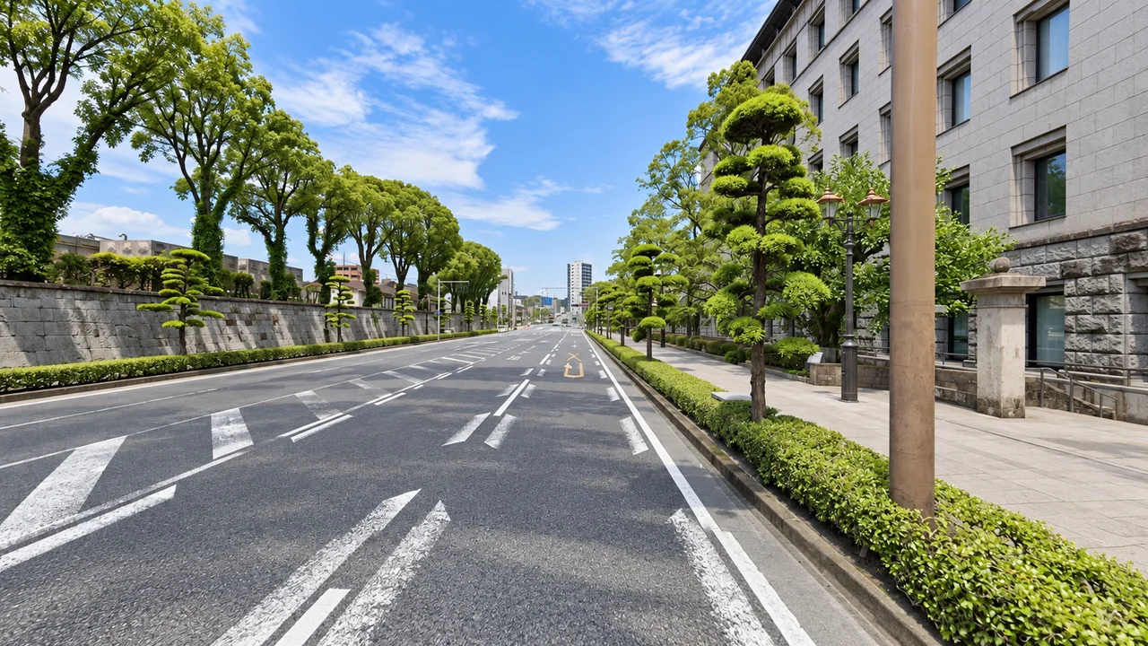高架とトンネルを抜け、錦江湾沿いへ・海沿いへ向かう鹿児島市街の道（AI生成の参考イメージ）