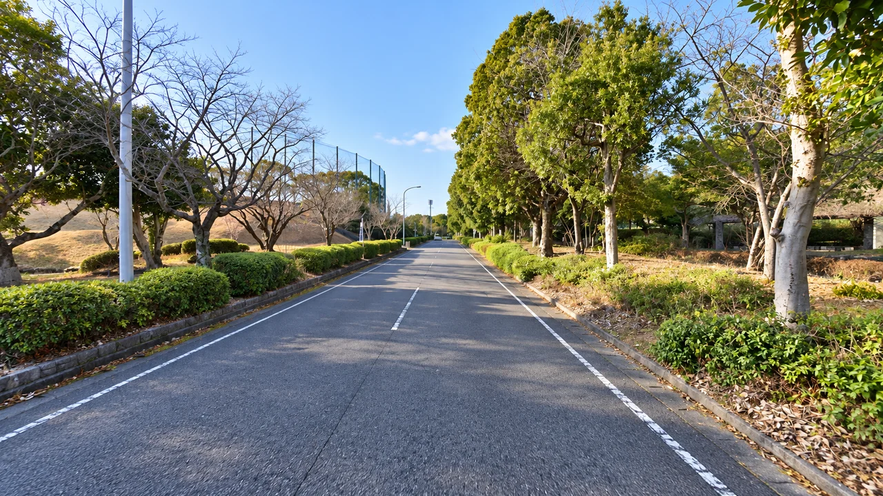 最後は春野の競技場へ上る・春野の競技場へ向かう最後の上り(AI生成の参考イメージ)
