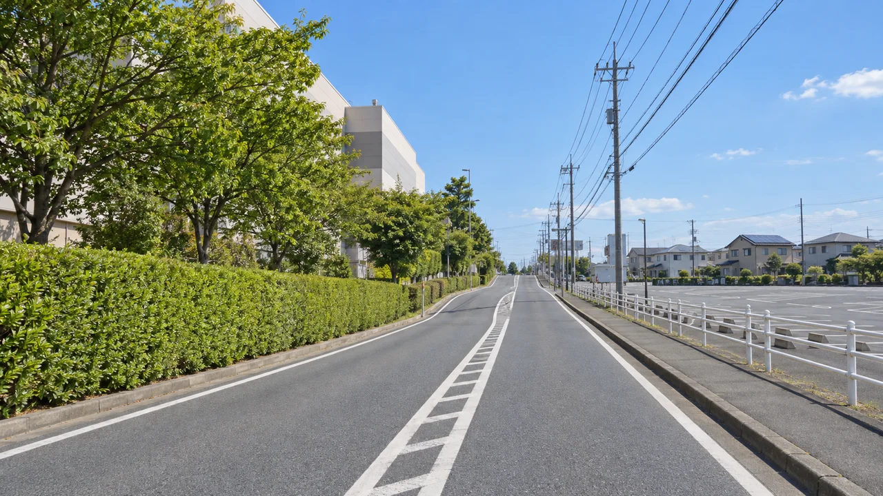 中間点の前後に、短い上り下り・内原・北北西向き（AI生成の参考イメージ）