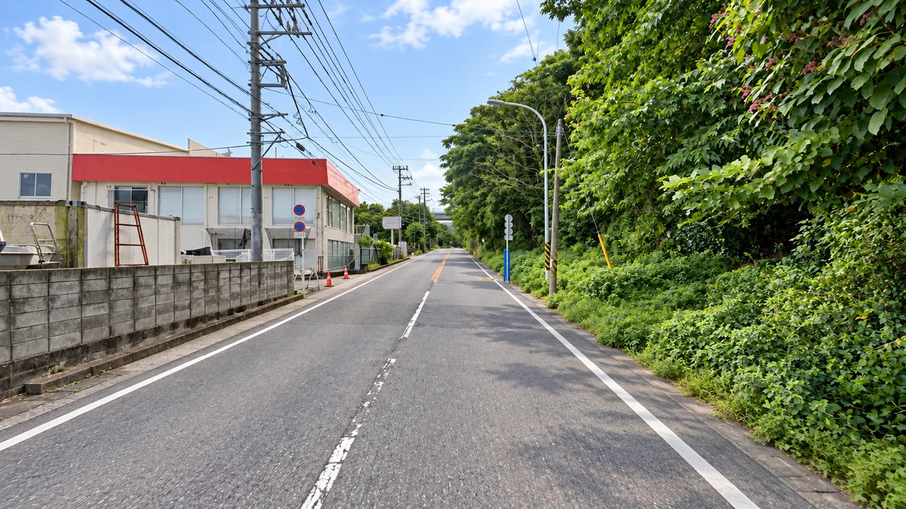 城ヶ島を折り返しても、坂は残る・城ヶ島の折り返し付近の道（AI生成の参考イメージ）