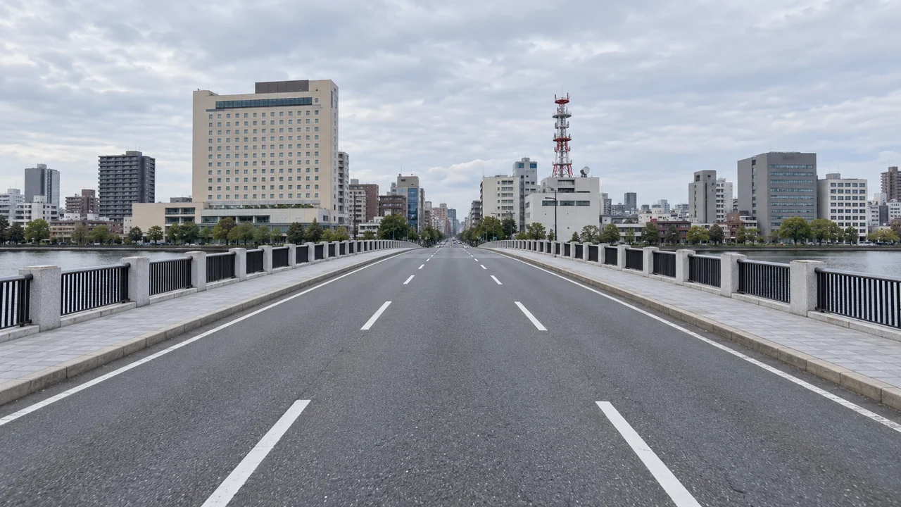 萬代橋を渡り、古町で折り返す・萬代橋から古町方面（AI生成の参考イメージ）