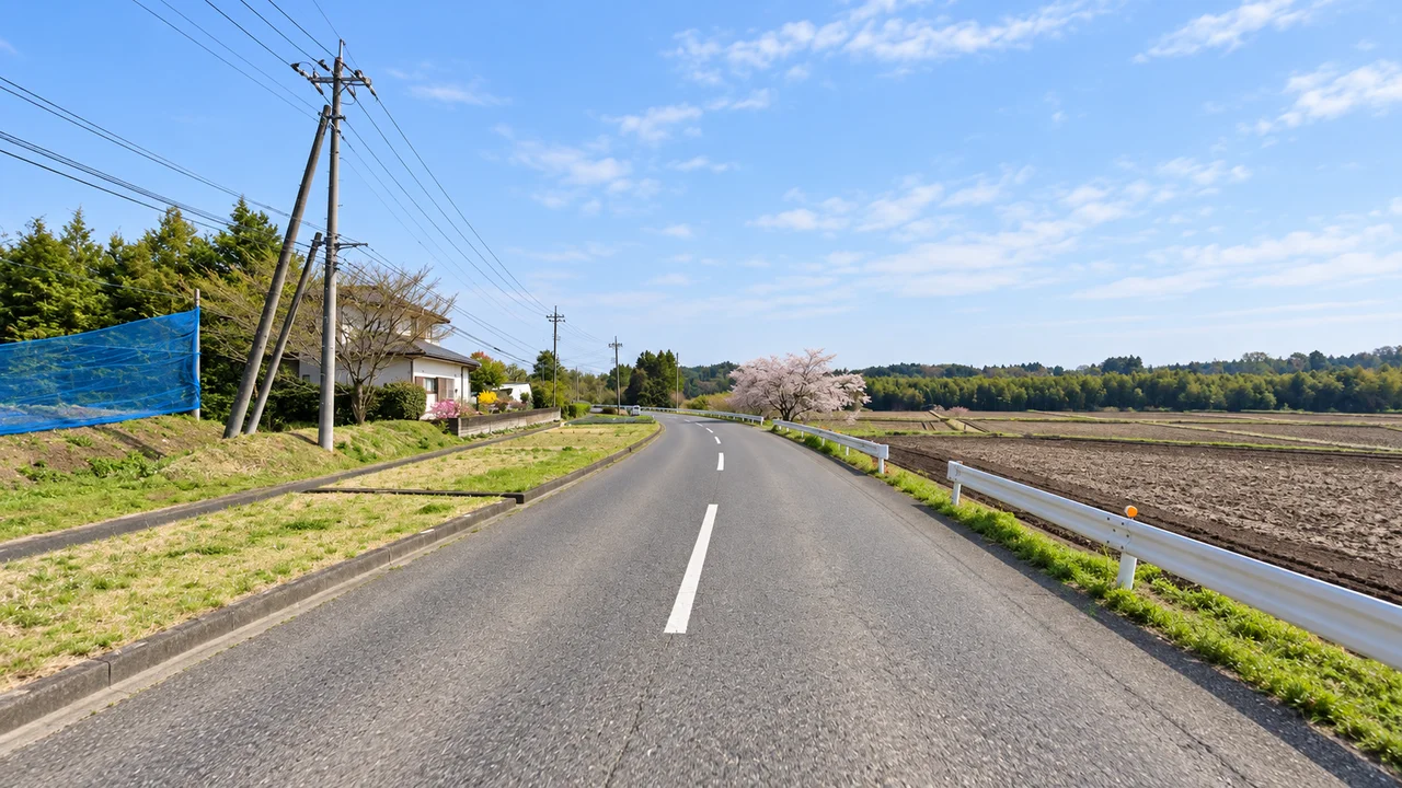 下りで稼ぎすぎない・下り基調の10km付近(AI生成の参考イメージ)